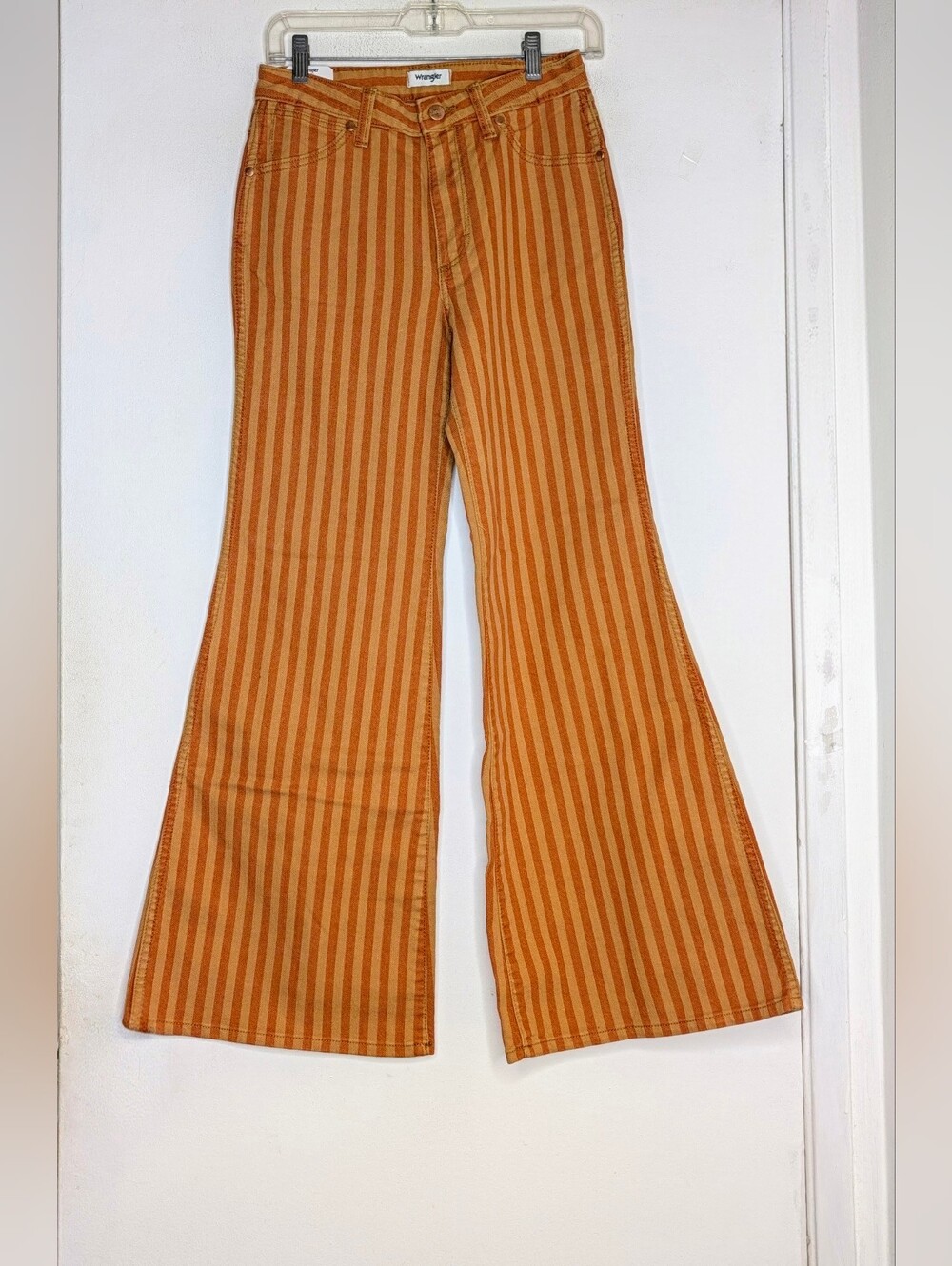 Wrangler Wanderer 622 High Rise Flare Orange Stripe Festival Jeans NWT - Picture 6 of 11